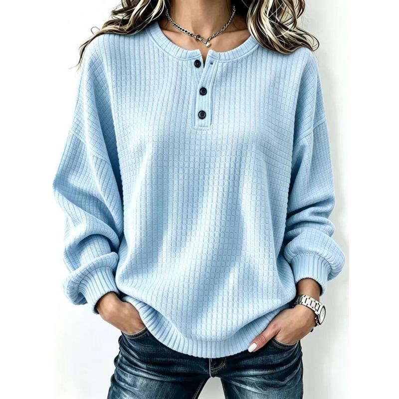 Plaid Casual Loose Round Neck Button Women's Clothing - Autumn/Winter 2026