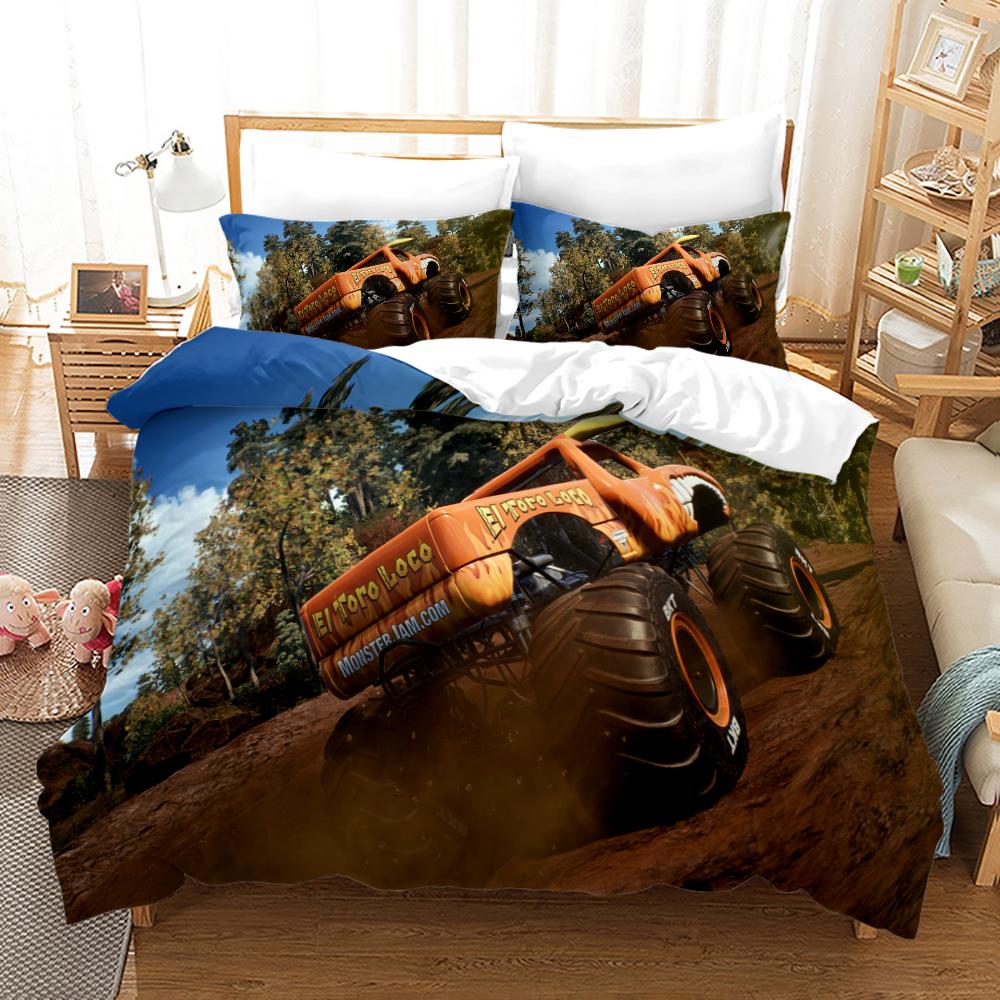 Постельное белье Monster Jam Односпальное Полуторное Двуспальное Евро Размер King Size Комплект постельного белья Monster Jam F1 Спальня Подростка Комплекты с пододеяльником Аниме