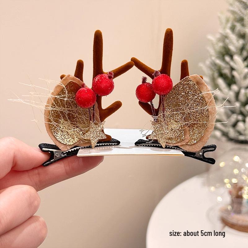 Children's Christmas Antler Headband Hair Clip - Festive Holiday Accessory