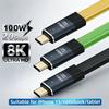 Плоский USB-C на USB-C Кабель USB3.2 20 Гбит/с Передача Совместим с Thunderbolt 3 PD 100 Вт 5 А Шнур для Быстрой Зарядки для iPhone 15/16 Pro, MacBook, Samsung и Xiaomi