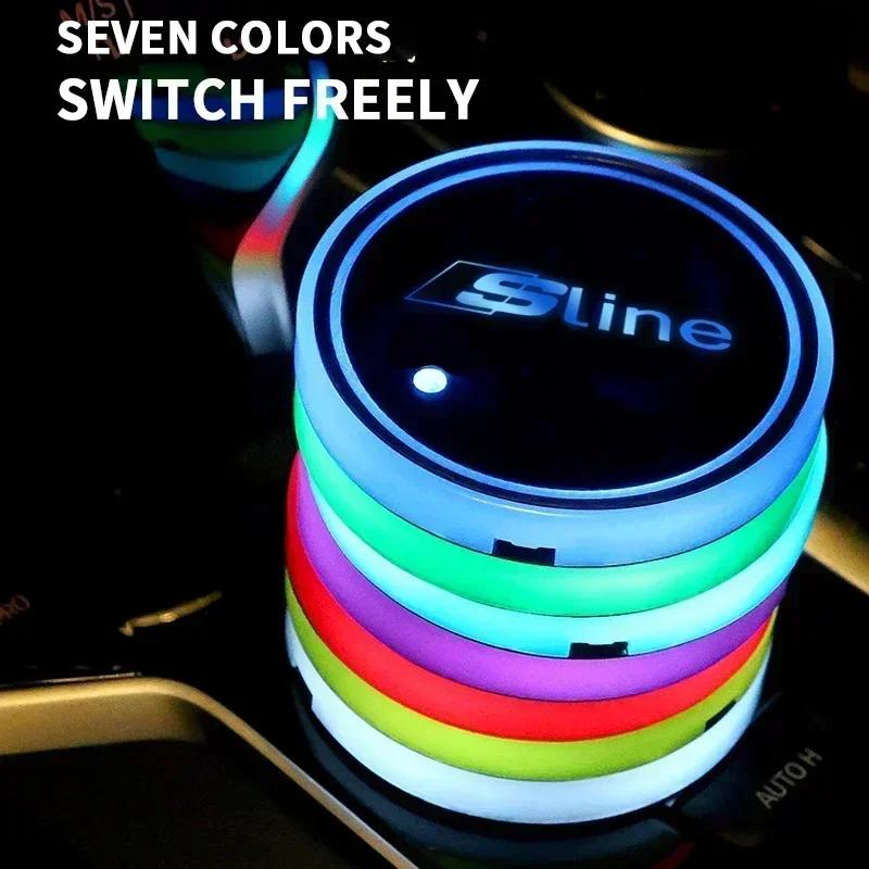 Car New Hot Hot 2025 For tt 2pcs LED Car Luminous Coaster Cup Holder Anti-slip Mat for tt A3 8P 8L 8V A4 B8 B6 B7 B9 A6 C6 C