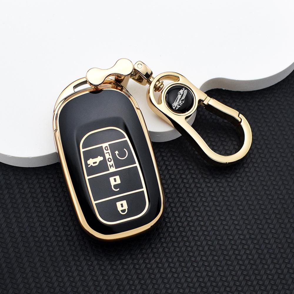 Чехол для смарт-ключа Honda CR-V HR-V Civic Accord Fit Pilot Passport (4/5 кнопок) – Прочный защитный чехол, кольца для брелока