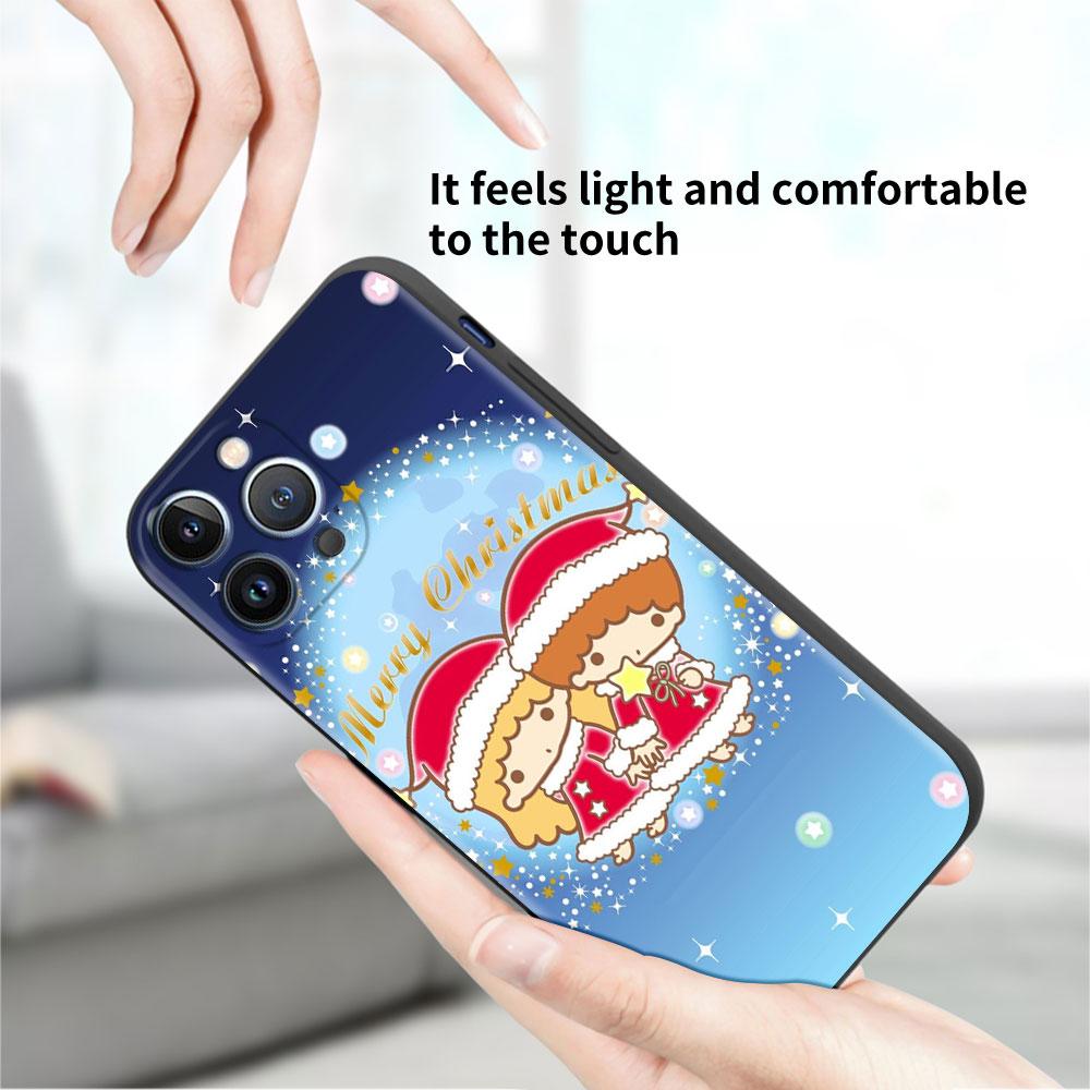 Чехол Funda для Apple iPhone 14 11 13 7 12 Pro 7 XR XS Max 8 Plus 6 14Pro 13Mini черный мягкий чехол для телефона LittleTwinStars милый