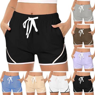 Шорты для бега для женщин, летние повседневные спортивные шорты для занятий йогой, однотонные шорты с карманами