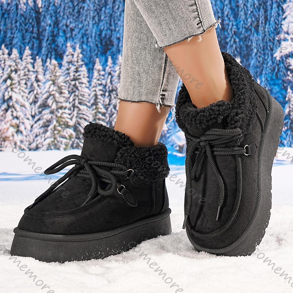 Fashion Comemore Women's Cotton Shoes 2025 Autumn Winter Round Head Thick Bottom Padded Warm Snow Boots Casual Flat Bottom Ankle Boots