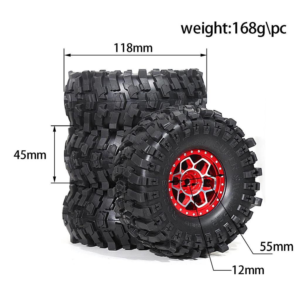 RS Red Spider 1/10 Crawler Car with 1.9" African Lion Tires & Heavy Criminal Rims in Red, Green, Black