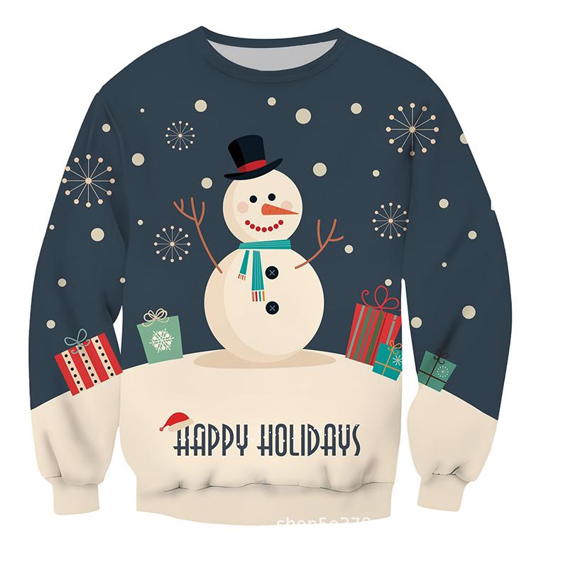 2023 Рождество Хэллоуин узор повседневный свитер с длинными рукавами модный спортивный свитер с круглым вырезом