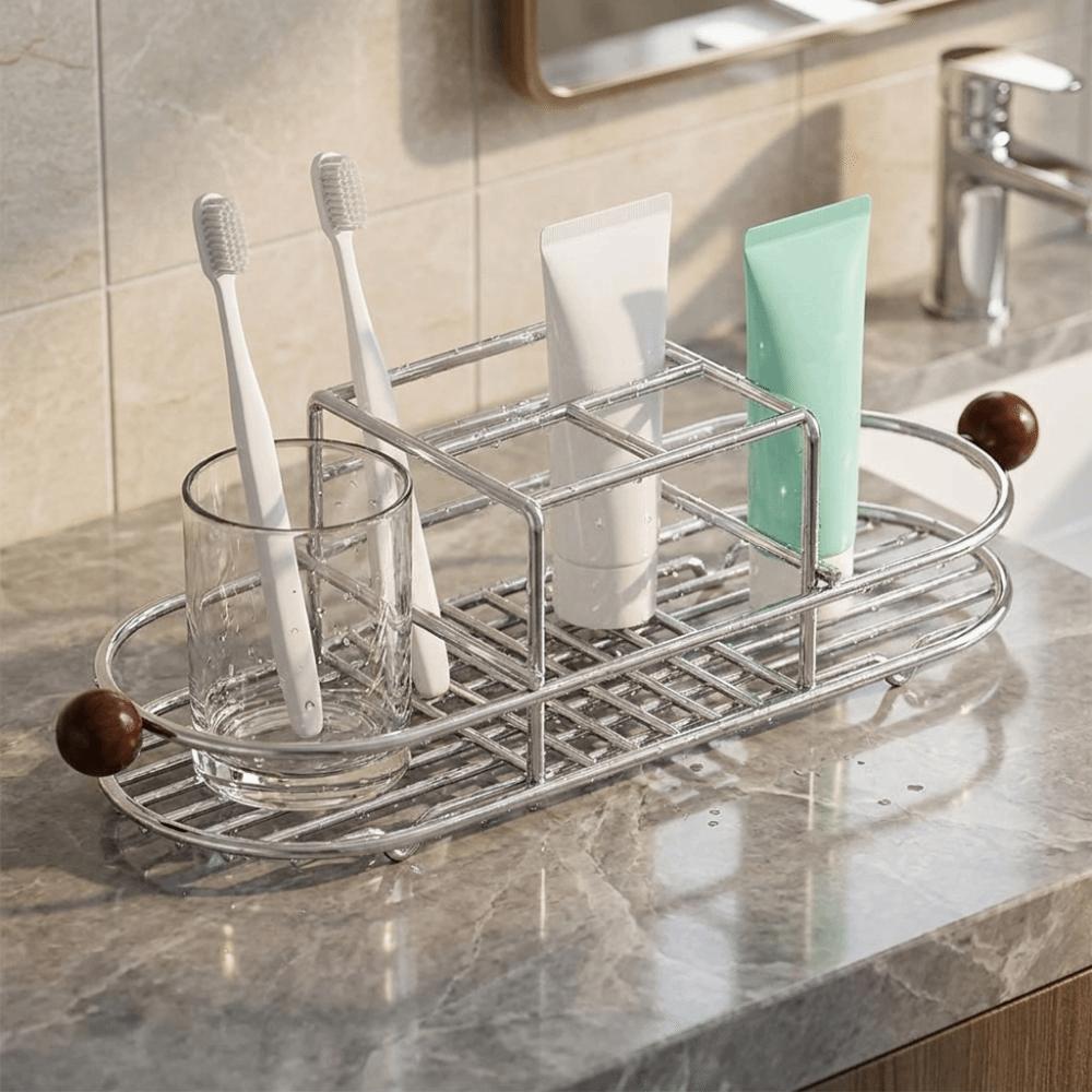 Waterproof Toothpaste Rack Stainless Steel Cutlery Storage Rack Toothbrush Holder  Desktop