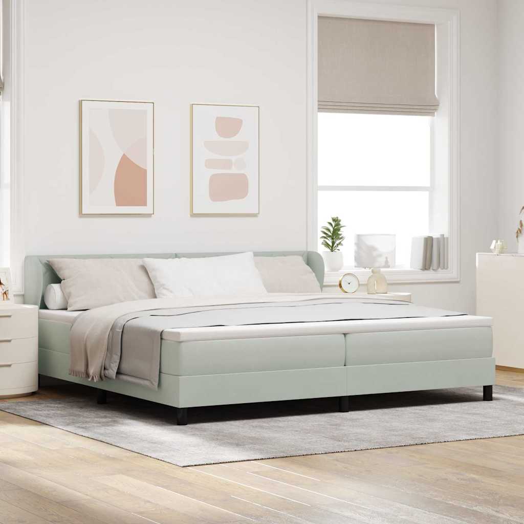 Boxspring Bed with Headboard Light Gray 200 x 200 cm Velvet
