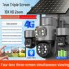 V380 Solar 4G Triple Lens Wireless Camera with 10X Zoom and PTZ