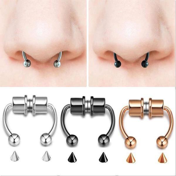 Fake Magnetic Horse Shoe Nose Rings Faux Septum Rings Fake Piercing Clip Titanium Nose Ring Hoop Gift for Women Gift