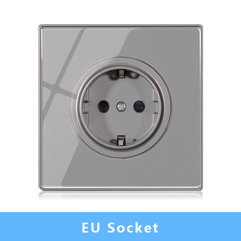 Настенный выключатель света Панель светодиодных индикаторов UK EU FR Универсальная электрическая розетка USB Фортепианные клавиши Самовосстанавливающиеся настенные выключатели Телевизор Компьютер