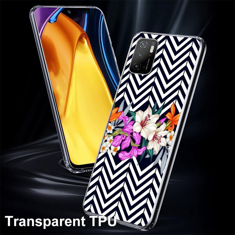 Black White Stripes Flower Cover Phone Case For Xiaomi Poco F7 Ultra X7 X6 X5 Pro M7 Redmi 15C 15 13C 13 12C 12 10C 10 9A 9C 9T