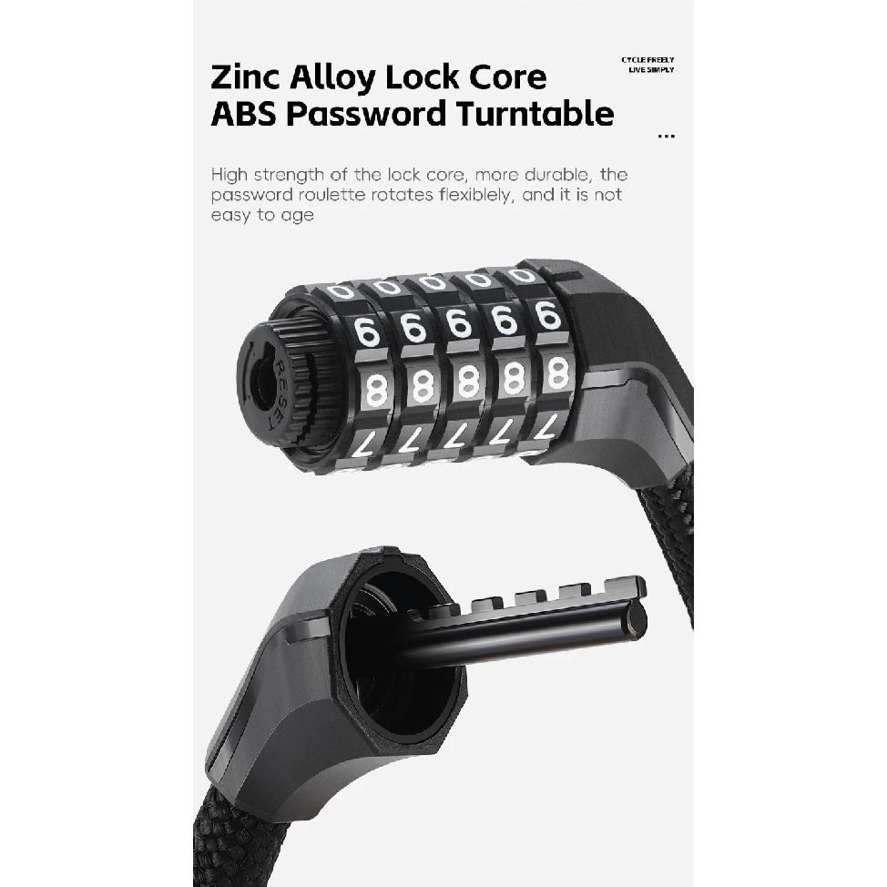 WEST BIKING Multicolor Bicycle Cable Lock Portable Anti-Theft Wire Lock Kid Students 5-Digit Password MTB Road Bike Cycling Lock