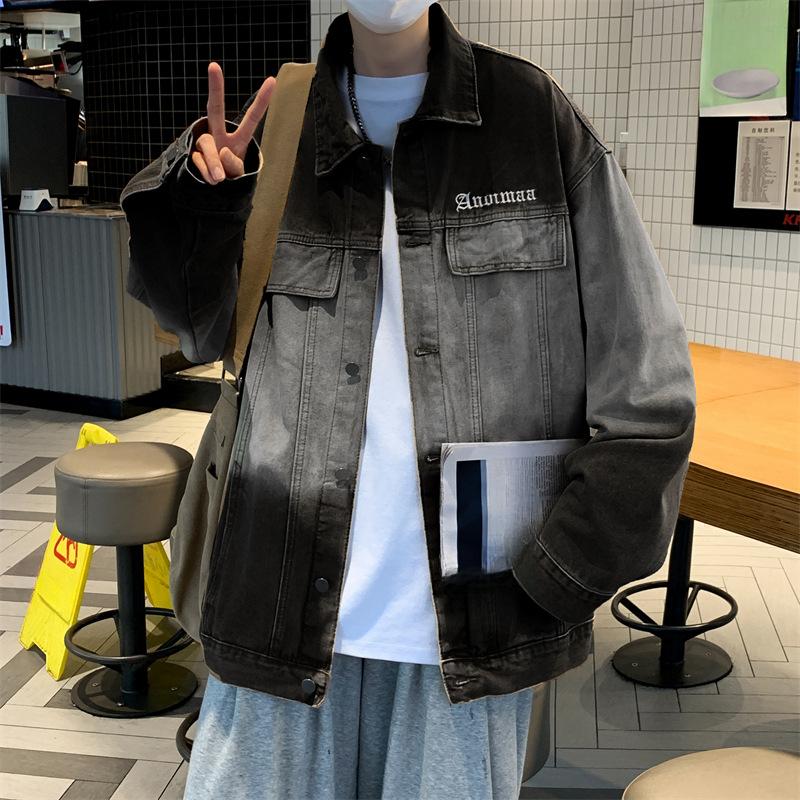 Ретро-джинсовая куртка в стиле постепенных изменений, мужская осенне-зимняя модная уличная куртка-хулиганка свободного покроя