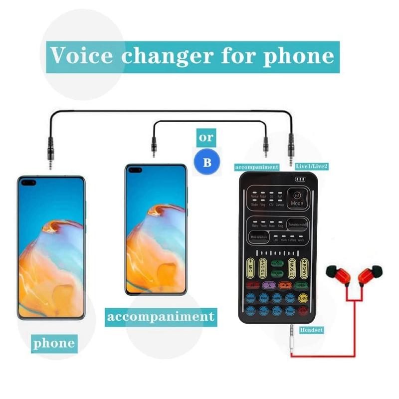 Voice Disguiser Voice Changer 8 Built in Sound Effects ABS Portable Black Multiple Connection Modes for Live Streaming