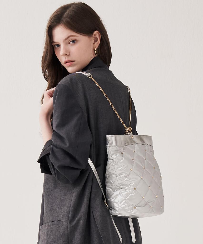 Jina In Ny 3-Way Use Elizabeth Mini Backpack [Silver Combo]