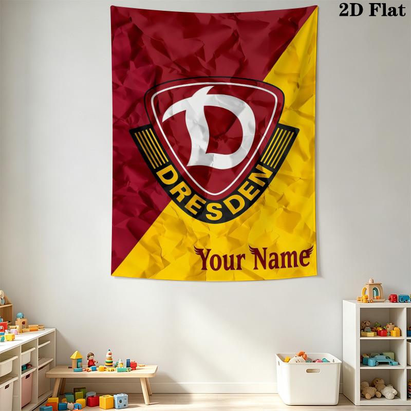 SG Dynamo Dresden Custom Name Wall Tapestry Aesthetic Wall Hanging Printed Fabric Blanket Decorative Tapestries for Bedroom Living Room Home Decor