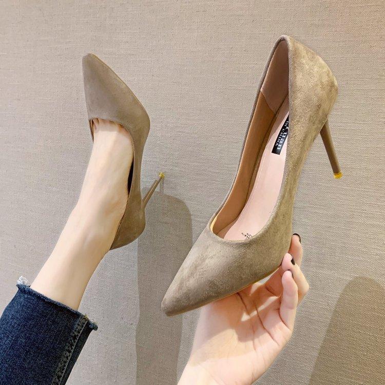 Весенне-осенние туфли-лодочки женские европейские и американские с острым носком, с мелким вырезом, на шпильке, на высоком каблуке, женская модная рабочая обувь, лето