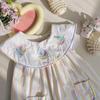 Girls Summer Nautical Striped Sleeveless Dress Colorful Sailboat Embroidery Preppy Children Skirt