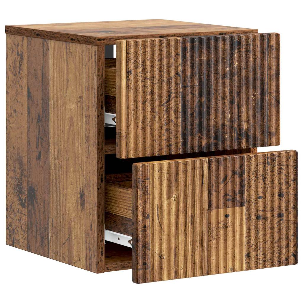 Wall Mounted Nightstand Reclaimed Wood Look 33 x 34.5 x 40 cm