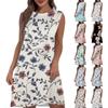 Women's Casual And Fashionable Round-neck Sleeveless Printing Mid Length Dress