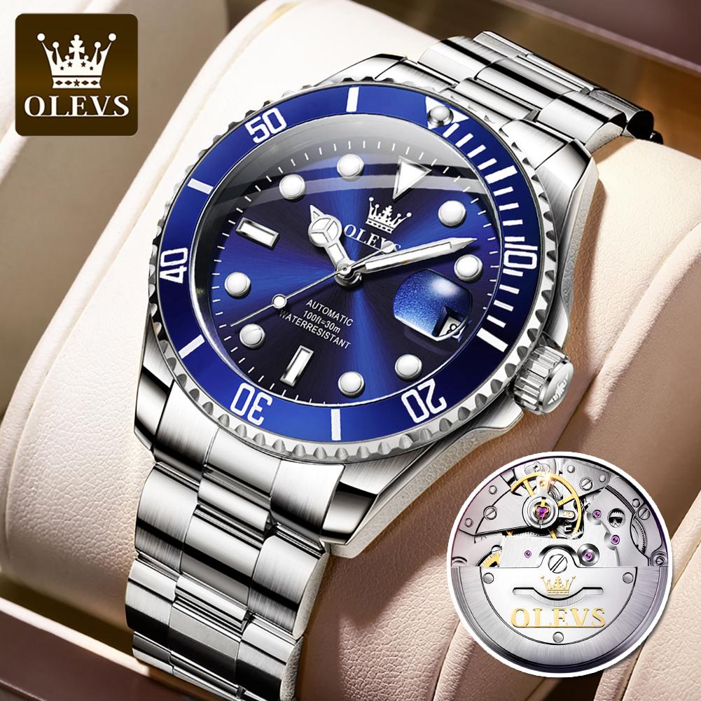 OLEVS Men's Watches Top Brand Classic Trend Fine Steel Original Automatic Mechanical Wristwatch Waterproof Luminous Big Date New