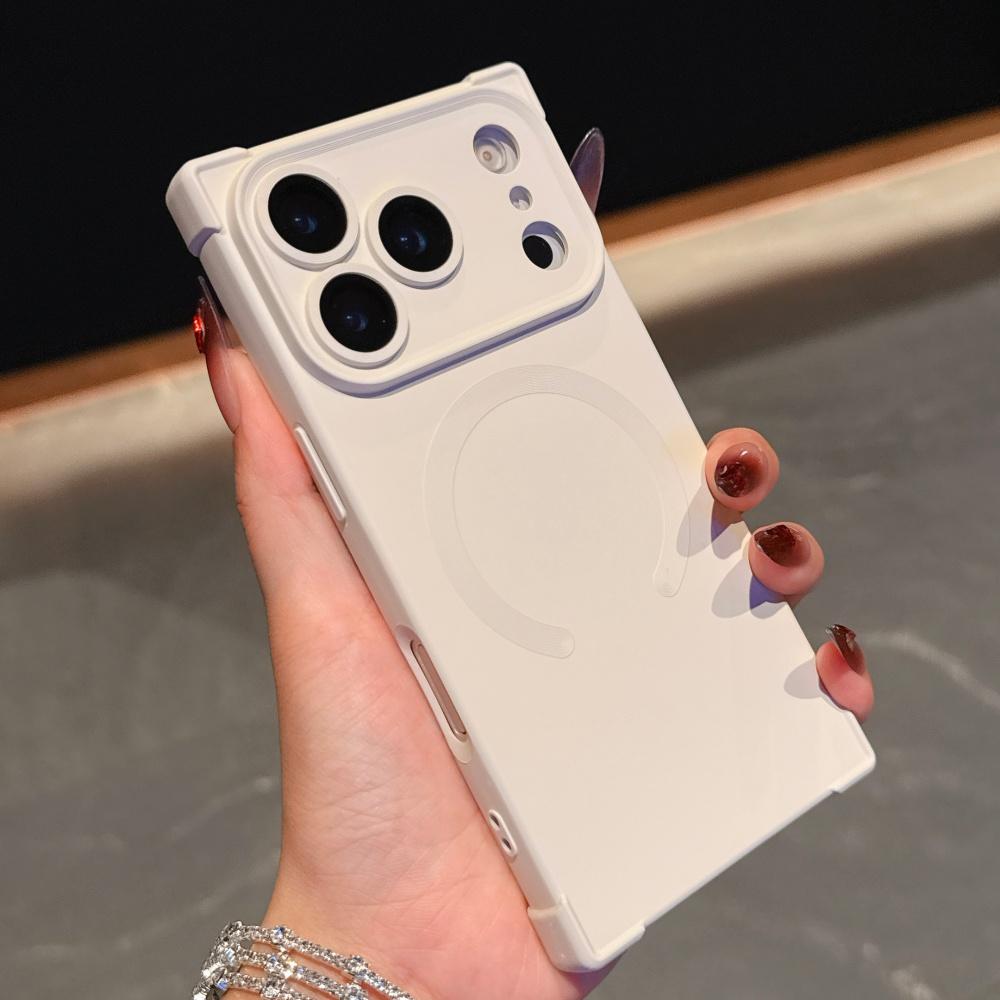Fashion Right Angled Square Silicone Magnetic Phone Case For iPhone 17 Air 16 15 14 13 Plus Pro Max For Magsafe Frosted Cover