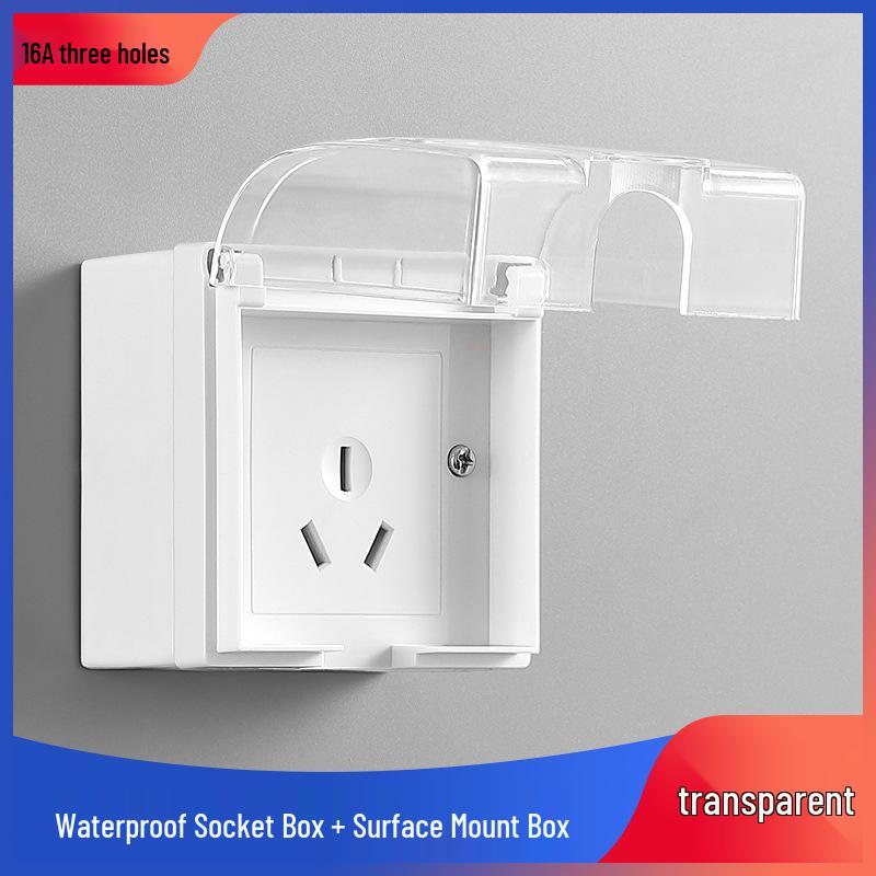 Type 86 Waterproof Socket with Integrated Switch & Splash-Proof Box for Bathroom and Outdoor Use