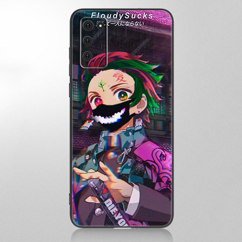 Чехол аниме Demon Slayer Tanjiro для Samsung Galaxy A12 A02S A22 A32 A52 A72 A71 A51 A41 A31 A21 A11 A50 A70 A10 A20S, черный чехол