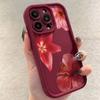 Мягкий чехол для телефона с винно-красным цветочным принтом для iPhone 17 16 15 Pro Max 14 15 Plus 13 12 11 16E XR X XS 8 7 Plus Air Ударопрочный чехол