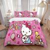 Hello Kitty Party Print 3Pcs Bedding Setduvet Cover With 2 Bedropillowcase Home Birthday Gift