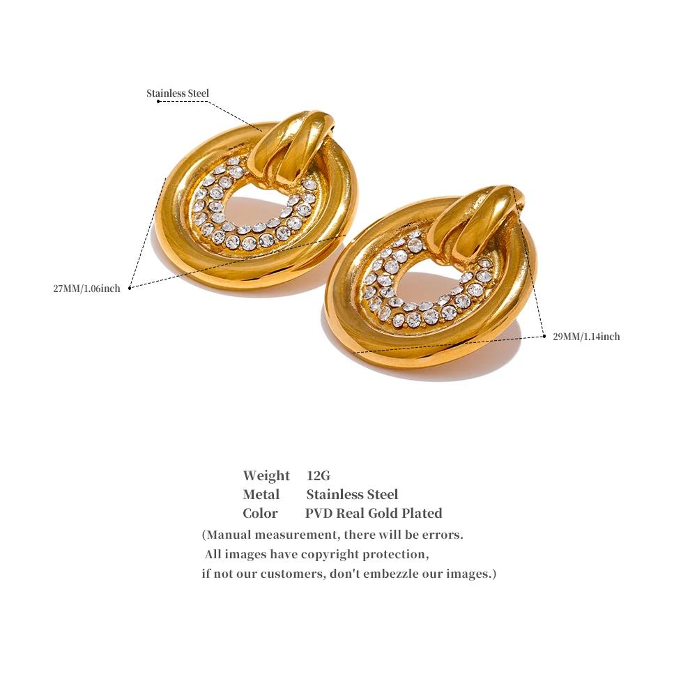 Eetit Популярные металлические круглые полые серьги-гвоздики из нержавеющей стали с кубическим цирконием, устойчивые к потускнению модные ювелирные изделия, бижутерия