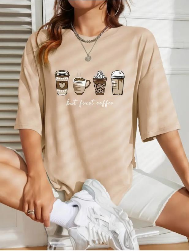 Модная женская футболка с простым принтом «Кухня», «Напитки», с буквами, забавная повседневная футболка с круглым вырезом и короткими рукавами, летняя женская футболка