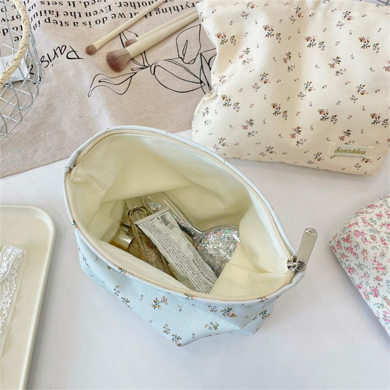 Милая Сладкая Цветочная Косметичка Большой Вместимости Портативная Дорожная Сумка для Хранения Макияжа Органайзер Женский Клатч Девичьи Косметички