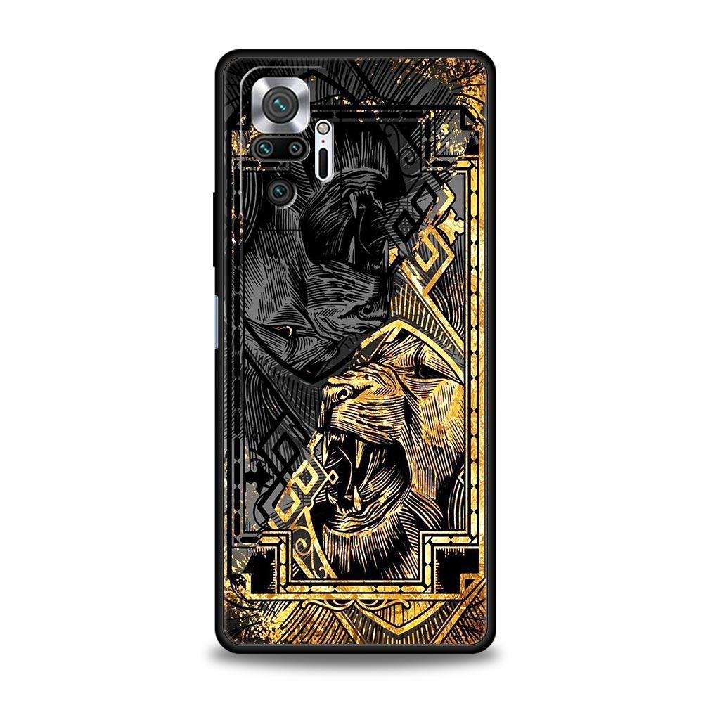Cross Pattern Bicolor Lion Phone Case Cover for Redmi 14C 10C Note 15 14 13 12 10 11 K40 Pro Plus 5G Soft TPU Shockproof Fundas