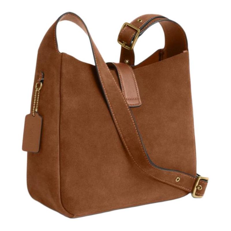 COACH Hadley 25 Metal Logo Suede Underarm Bag Shoulder Crossbody Bag Medium Women's Brown