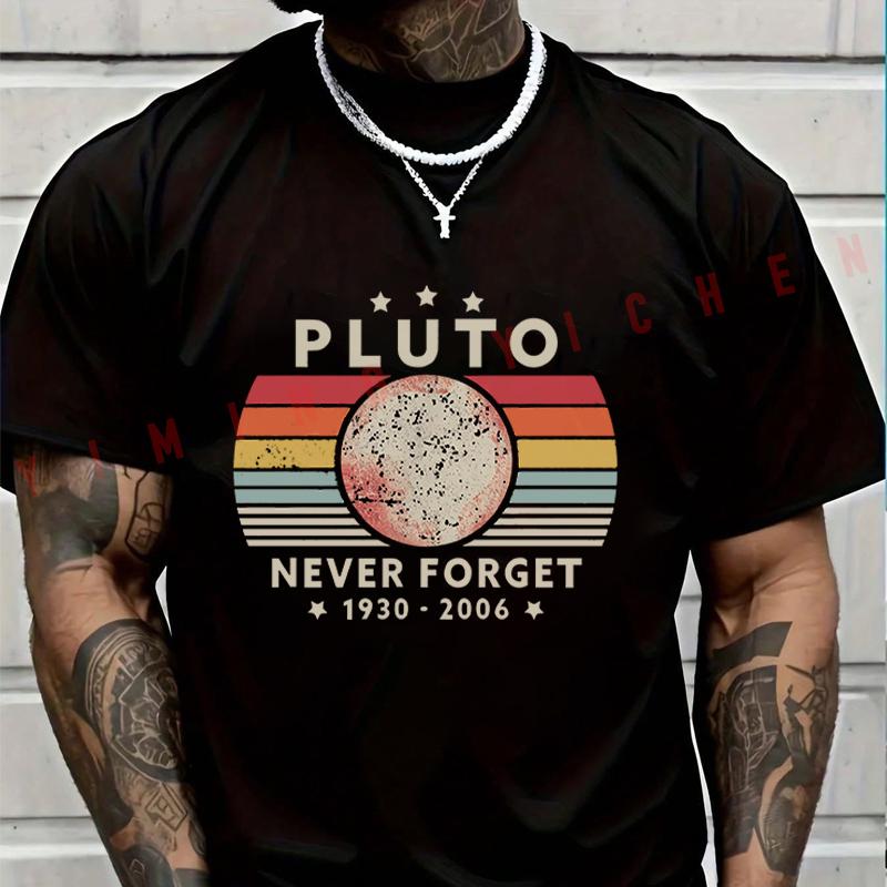 Pluto Letter Pattern T-shirt Moto Male Brand Tee Men Summer T Shirts Casual High Quelity O-neck Tops