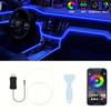 5M Automotive Interior LED Strip RGB USB Ambient LED Lighting Kit with App-controlled Fiber Optic Synchronized Tempo for Doors, Consoles