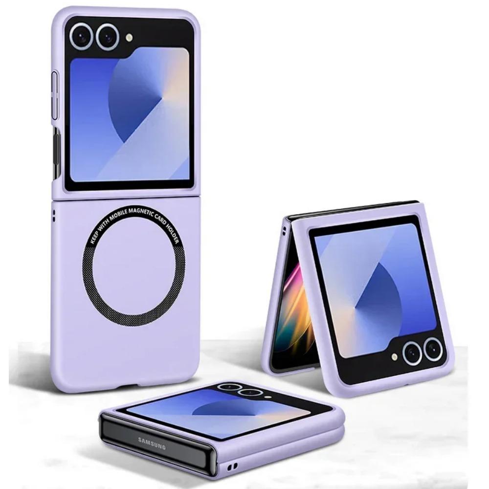 Роскошный Простой Ультратонкий Однотонный Чехол для Телефона для Samsung Galaxy Z Flip 7 6 5 4 3 Магнитное Притяжение Ударопрочный Защитный Чехол