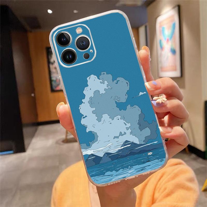 Чехол для телефона для iphone 17 Pro Max Air 17 16 15 14 13 Pro Max 15Plus 15 16 Pro Пейзаж Небо Луна Ландшафт