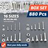 880 Metric Bolt Assortment M2 M3 M4 M5 Stainless Steel Screws Nuts and Washers 8mm-20mm Hex Socket Head Cap Machine Screw Silver