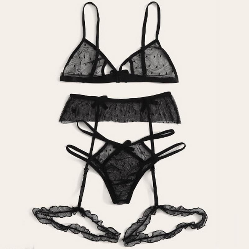 3Pcs/Set Porn Babydoll Lingerie Sexy Hot Erotic Open Crotch Underwear Sexy Lingerie Sleepwear G-string+Bra Set Sexy Costumes