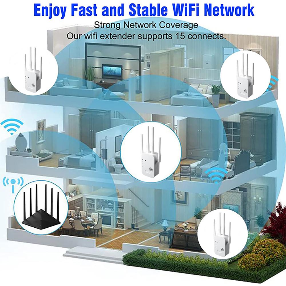 Усилитель Wi-Fi 1200 Мбит/с, 2 порта Lan, беспроводной удлинитель Wi-Fi, 5G, 2,4G, двухдиапазонный усилитель Wi-Fi, усилитель сигнала Wi-Fi дальнего действия, сетевой маршрутизатор 2024