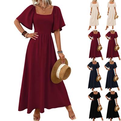 Женские платья-бэбидолл из бархата свободного кроя с квадратным вырезом и без рукавов