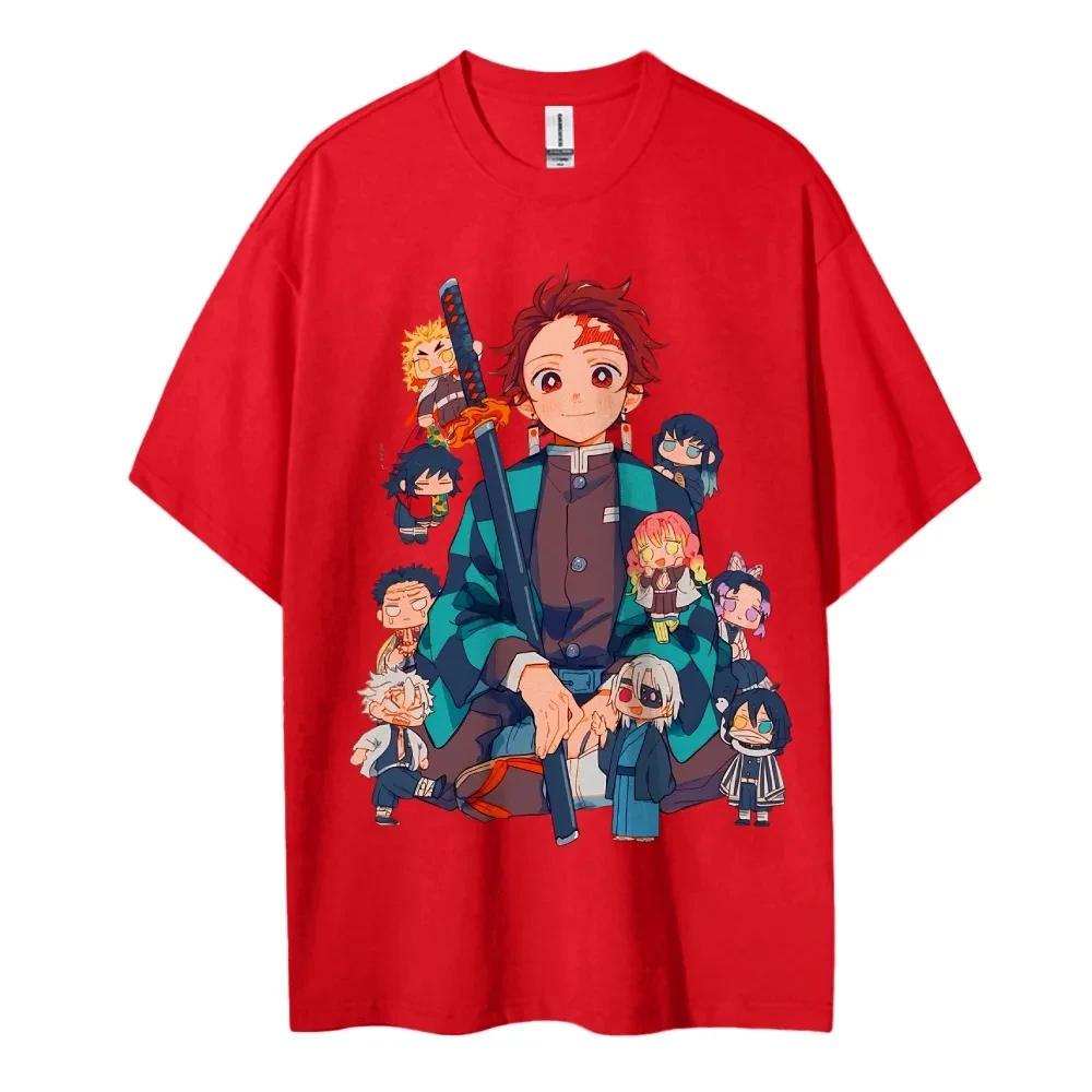 Hot Sale Demon Slayer Japanese Hot-blooded Anime Classic Loose Casual Oversized Short-sleeved Comfortable Soft Cotton Summer New Tee Oversized Top