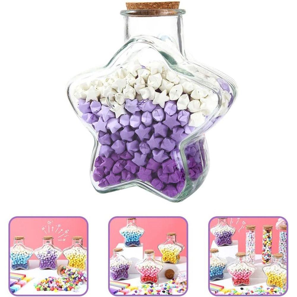 Craft Wishing Bottle Stars Shape Pentagram Storage Bottle DIY Origami Stars Glass Bottle  Home
