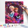 Disney Frozen Elsa Anna floral oil painting digital painting art kit handmade diy painting home decoration gift