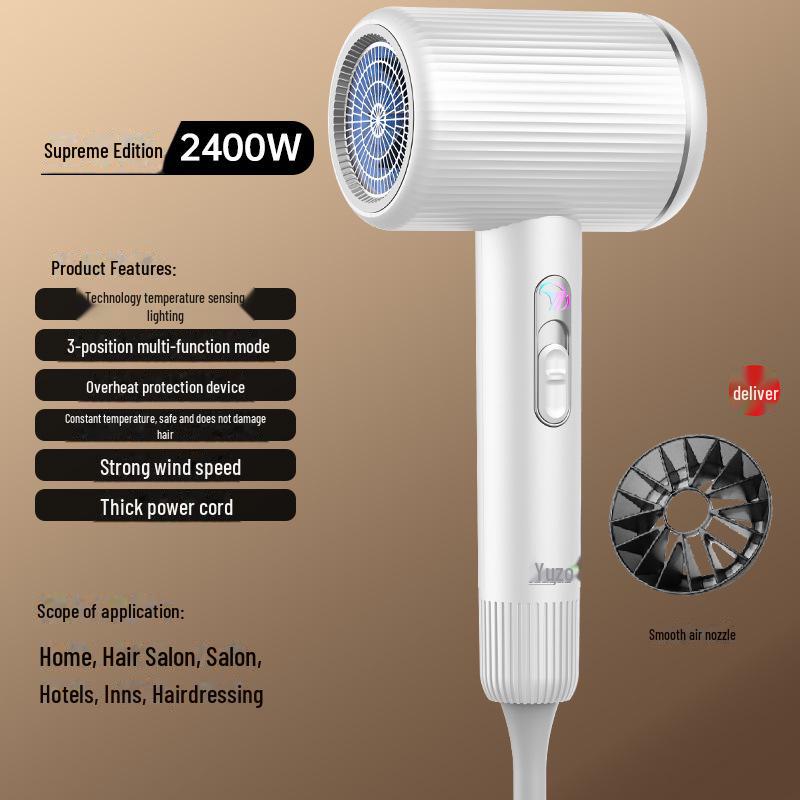 Высокоскоростной фен с синим светом и технологией отрицательных ионов - Без повреждений и мощный для домашнего и гостиничного использования