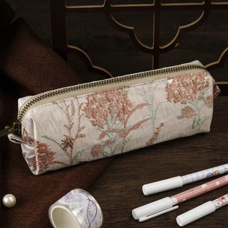 Чехол для карандашей с вышивкой в китайском стиле, портативный пенал для канцелярских принадлежностей, сумка для ручек, роскошная косметичка, большая вместимость, косметичка